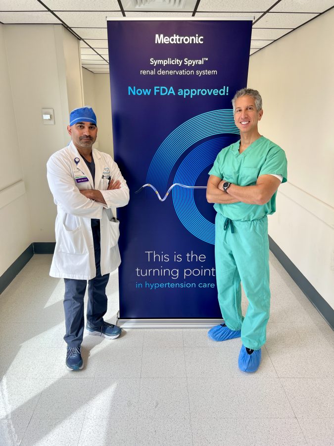 Dr. Samir Patel and Dr. Amir Haghighat on March 13, 2024 following the first renal denervation procedures in our region.